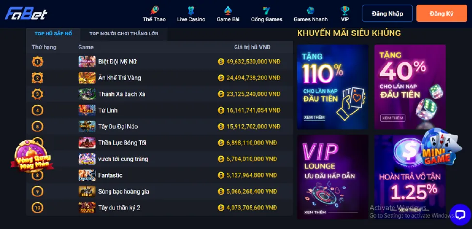 Giao diện cá cược trực tiếp của Bayvip với các trận đấu đang diễn ra và tỷ lệ cược động